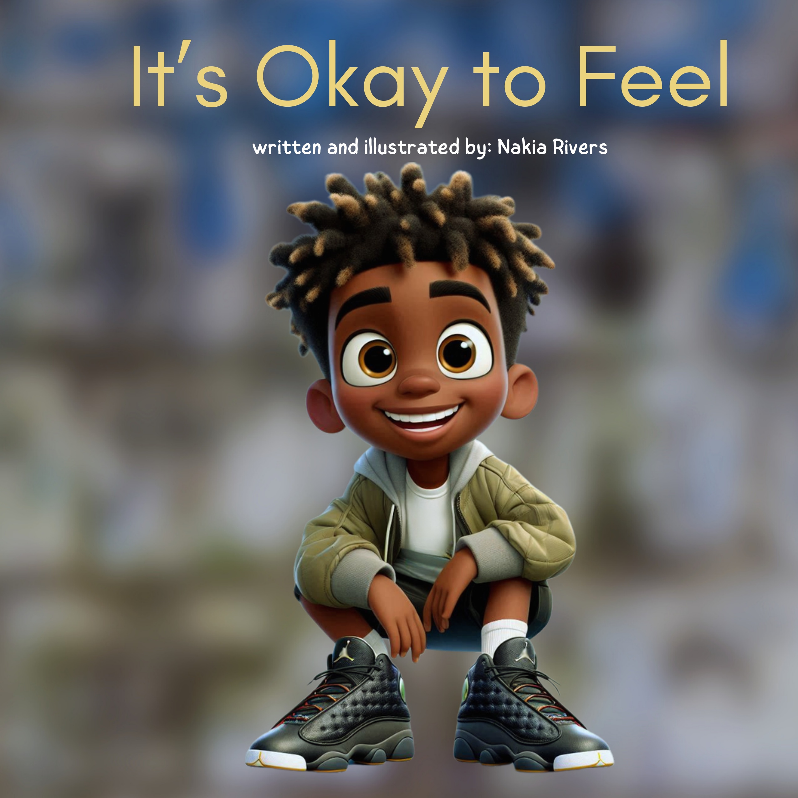 Cover of It's Okay to Feel: a smiling young Black boy with locs in an olive jacket.